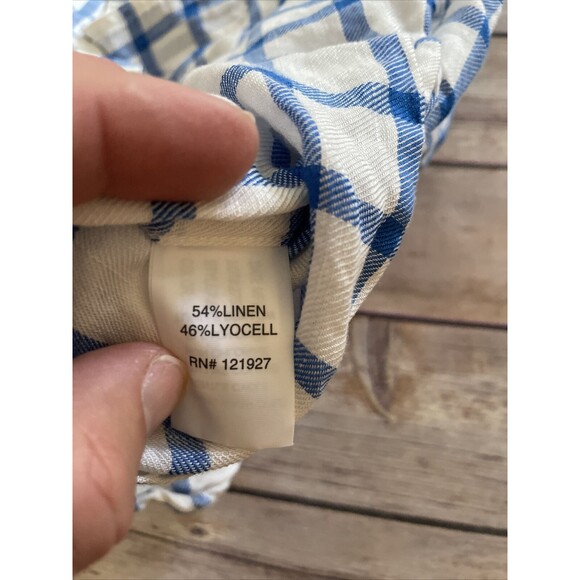 Johnnie-O Hangin Out Blue White Plaid Checker Button Up Long Sleeve Shirt XL - Picture 5 of 9